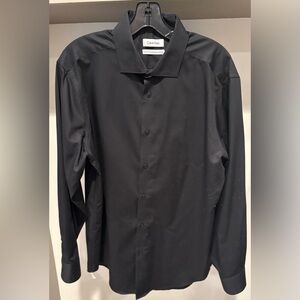 Calvin Klein Black Slim-Fit Dress Shirt, 16.5 neck, 100% cotton.